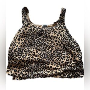 Victoria’s Secret PINK Rib Crop Tank Top (w/ Built-in Shelf Bra) Leopard XXL